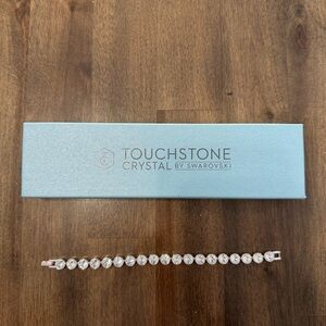 Touchstone Crystal by Swarovski Silver Tone White Ice Clear Ice Bracelet #1325